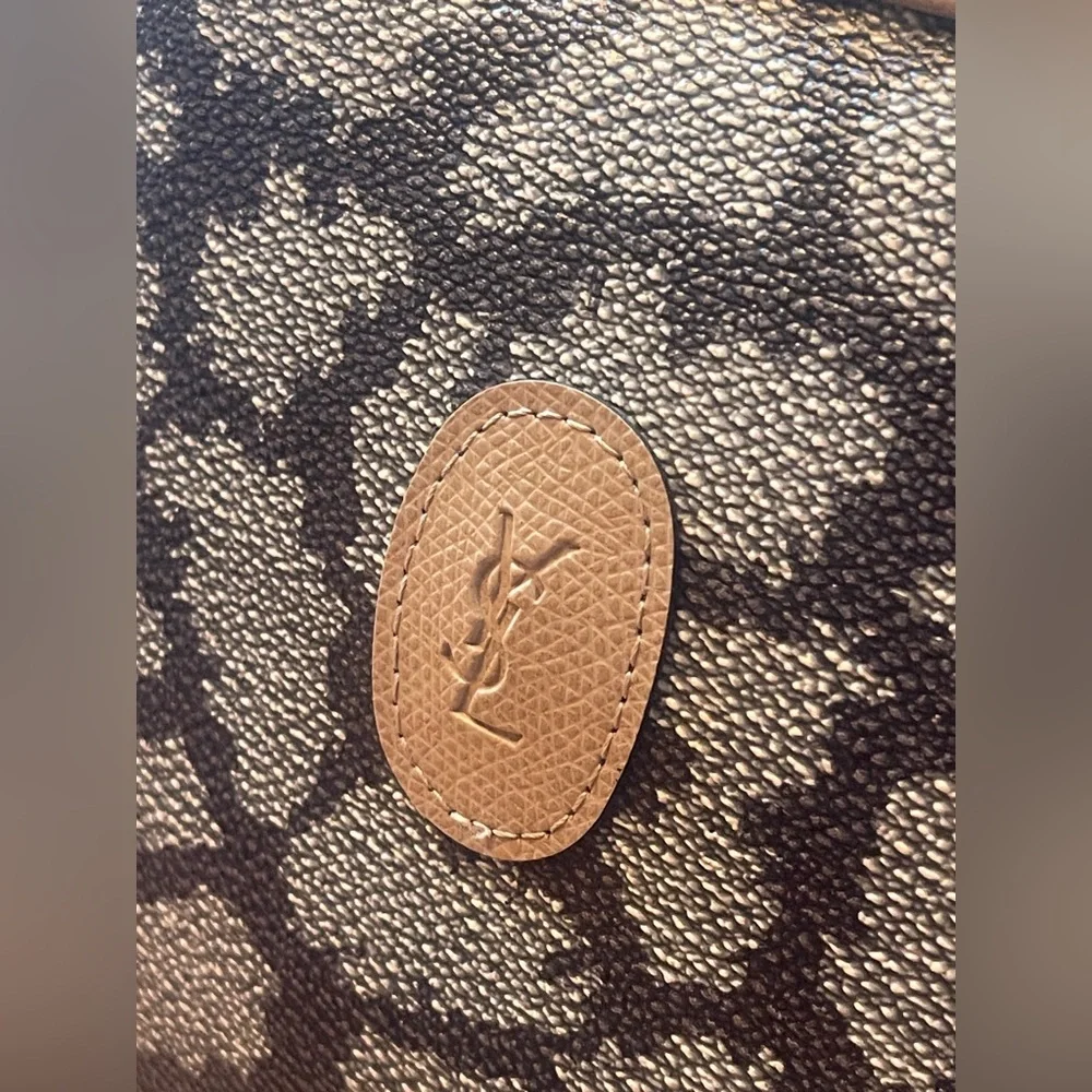 Yves Saint Laurent Black and Tan Patterned Cosmetic Pouch